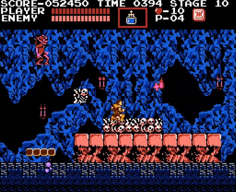 Stage 10 caverns in Akumajo Dracula for the Famicom Disk System