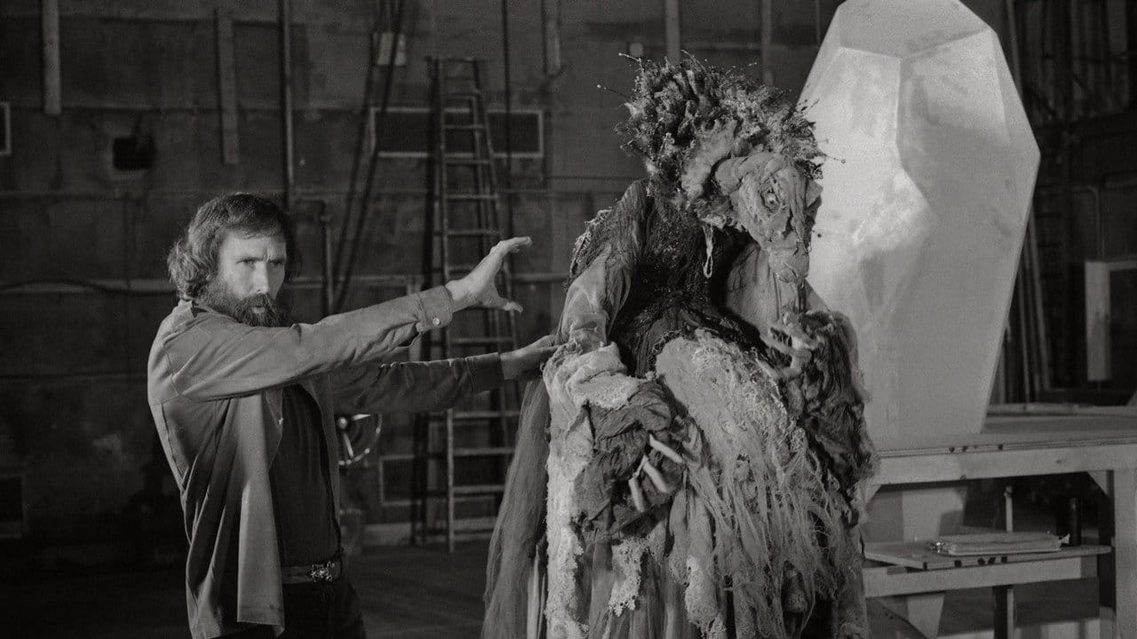 Jim Henson directing a creature on the set of The Dark Crystal