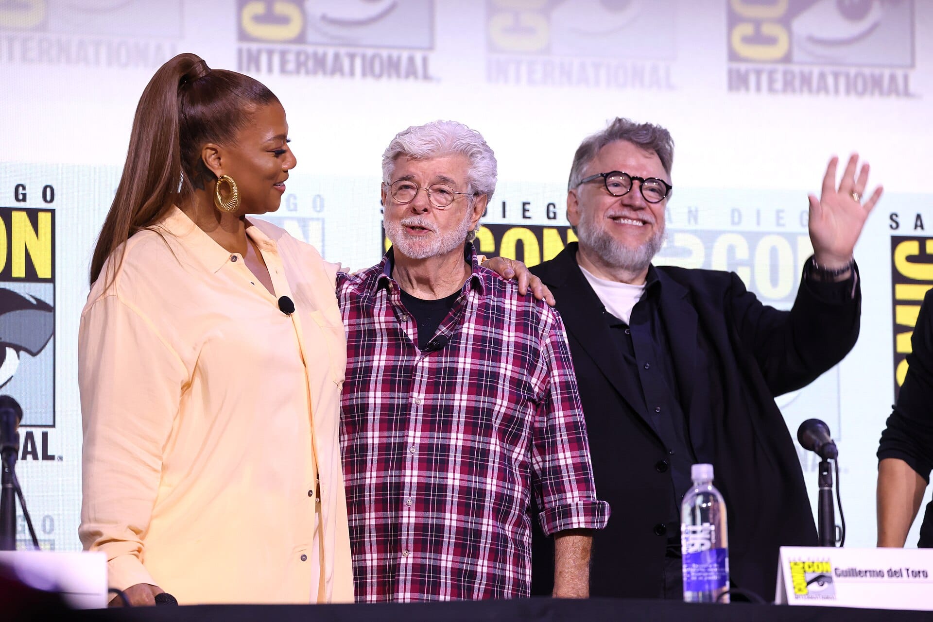 Queen Latifah, George Lucas and Guillermo del Toro on a panel for the Lucas Museum of Narrative Art