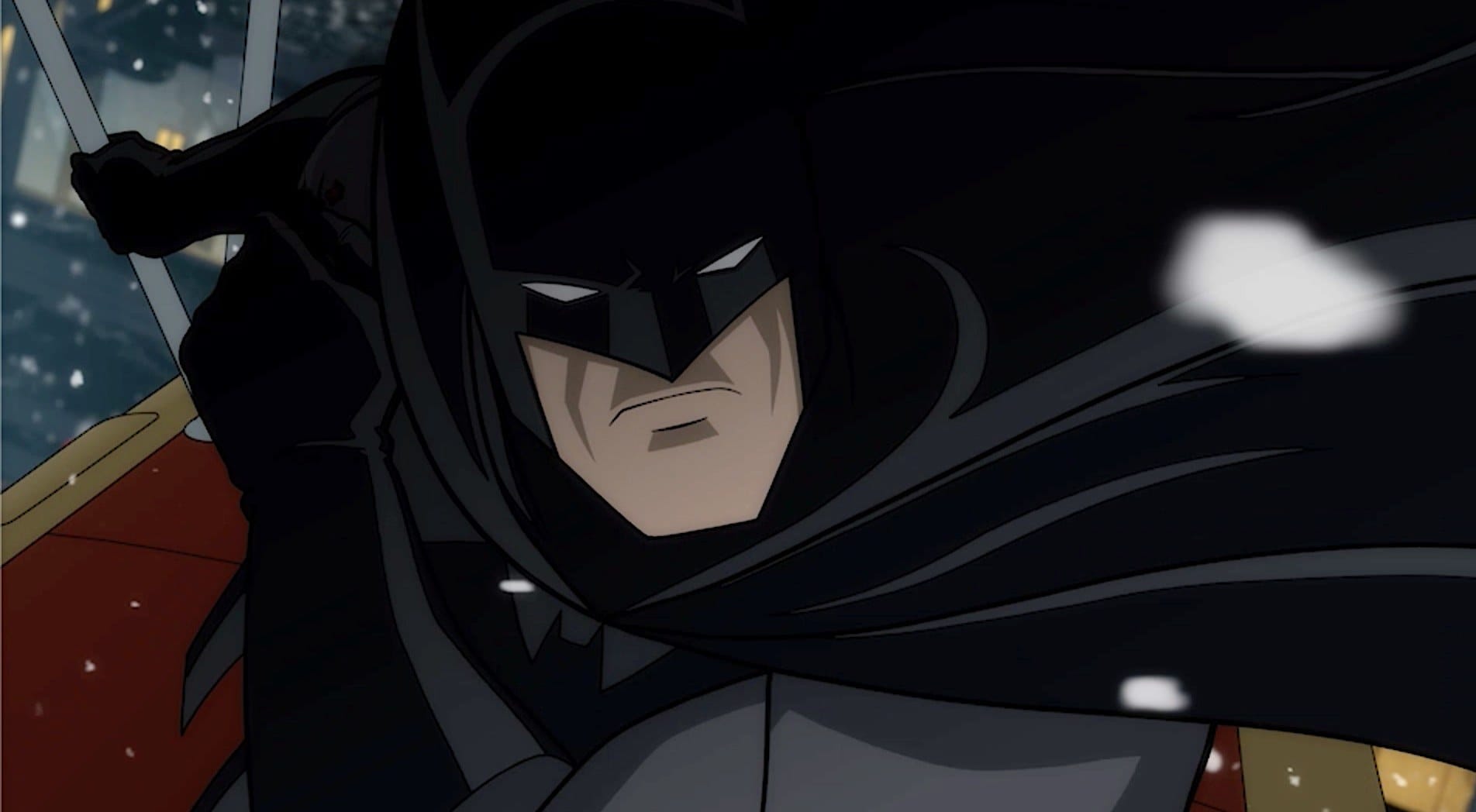 Batman emerging from shadow and snow in Batman: The Long Halloween, Part One