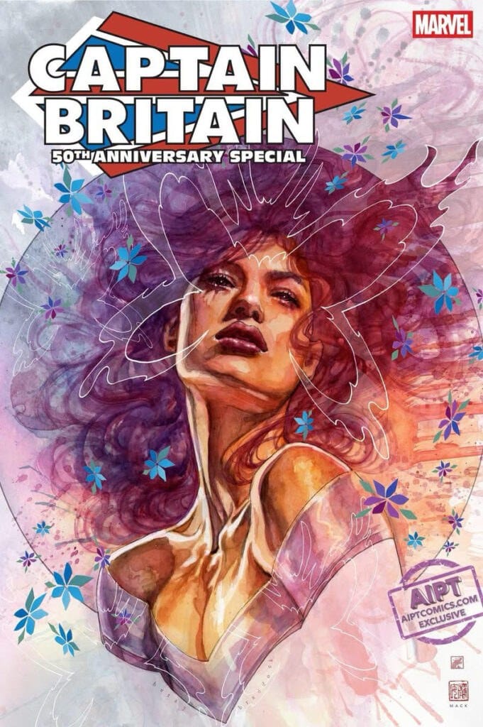 The David Mack variant cover for Captain Britain 50th Anniversary Special #1.