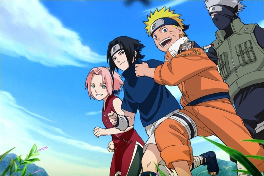 Naruto, Sasuke, Sakura and Kakashi as Team 7 in the original Naruto anime