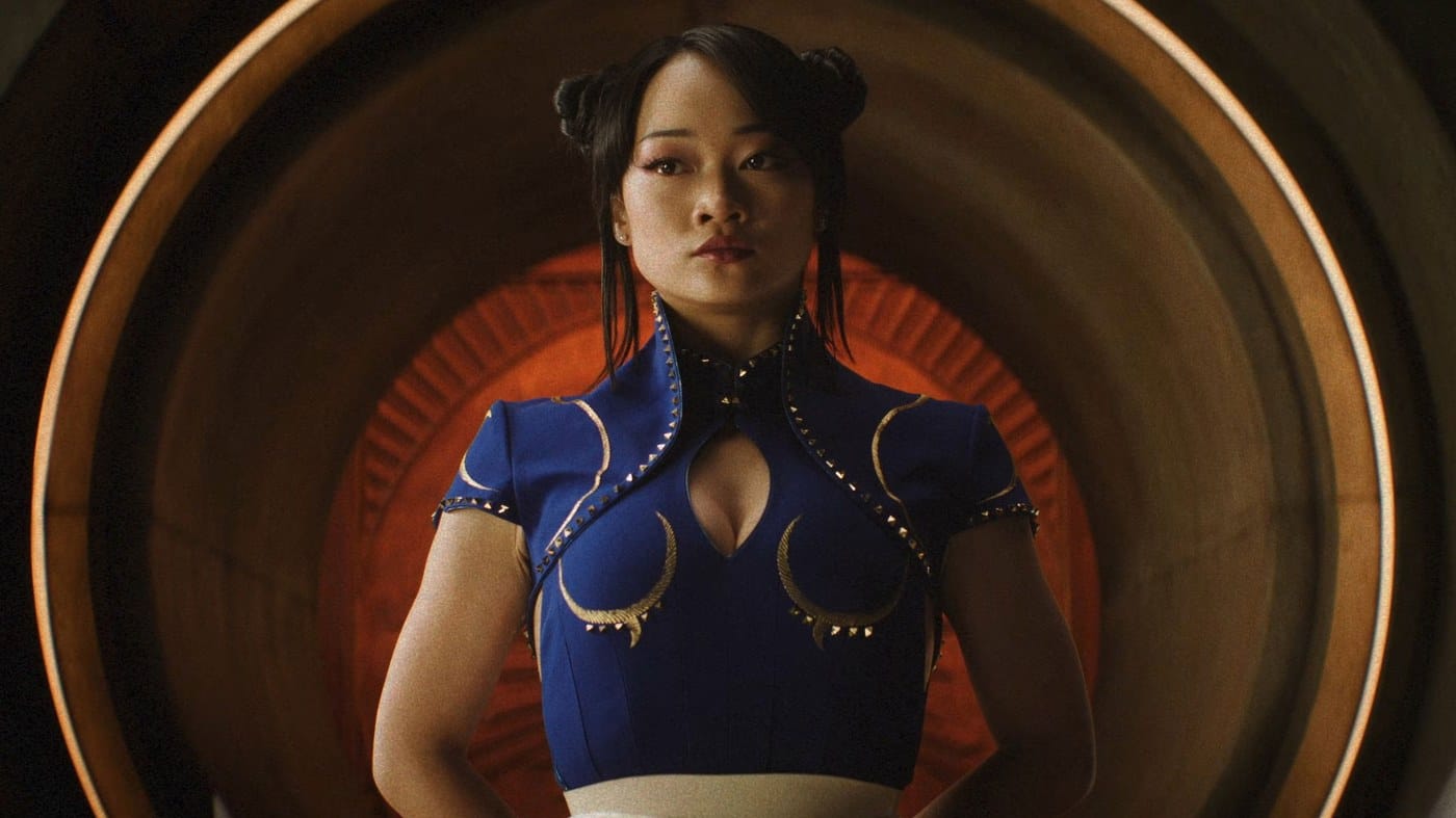 Callina Liang as Chun-Li standing in a circular doorway in Street Fighter (2026)