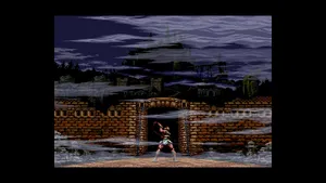 Simon Belmont at the castle gate in the opening of Super Castlevania IV
