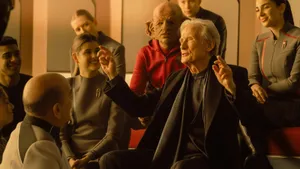 Cadets gathered around an instructor aboard the USS Athena in Starfleet Academy season two